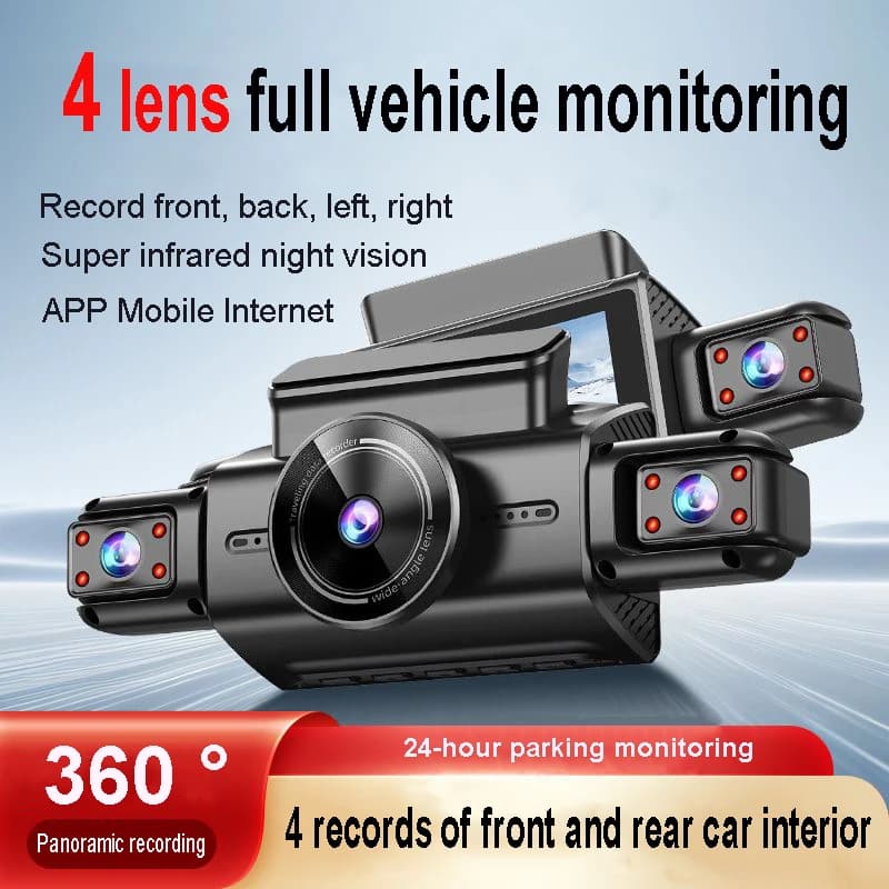 Dash Cam Hidden 4 Channel with APP Night Vision HD 4K Parking Monitor 24/7 on 7 Sensor G Loop Recording Motion Detection WDR Blackbox