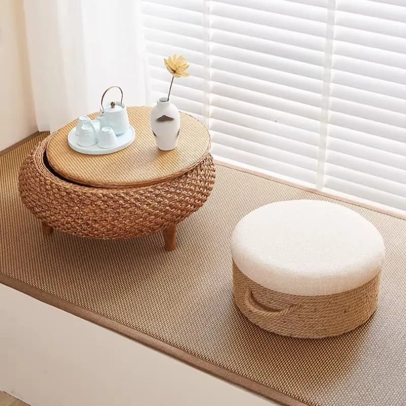 Natural Jute Corde Meditation Bearing - Floor Bearing Hand-woven for Yoga and Zen, Breathable Tatami Mat, Boho Decoration for Home