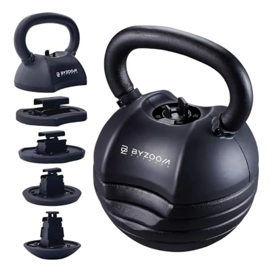 Kettlebell Adjustable Pure Series 30/40/50LB - 5-IN-1 with Short Weight Change Mechanism and Ergonomic Handle Curve
