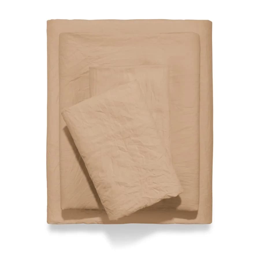 Enzyme Washed Microfiber Bed Sheet Set Fatigue Tan King 4 Pieces