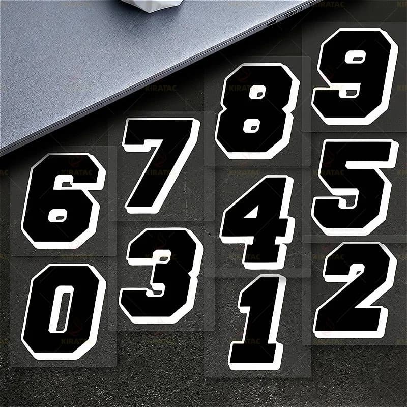 1pc stickers with black numbers for motorcycle waterproof for motorcycle carenature motorcycle helmet fuel tank car bicycle decals universal vinyl decals