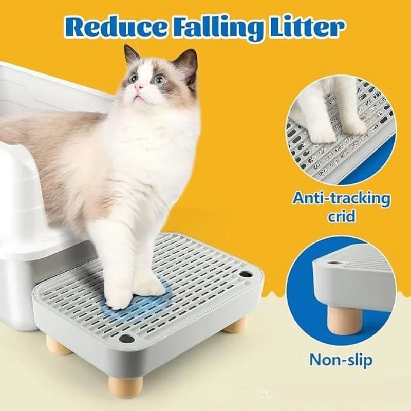 Stable Elevated Cat Litter Pedal Wooden Support Legs Hollow Drainage Grid Litter Scatter Control for Pet Lovers Indoor Home Litter Areas