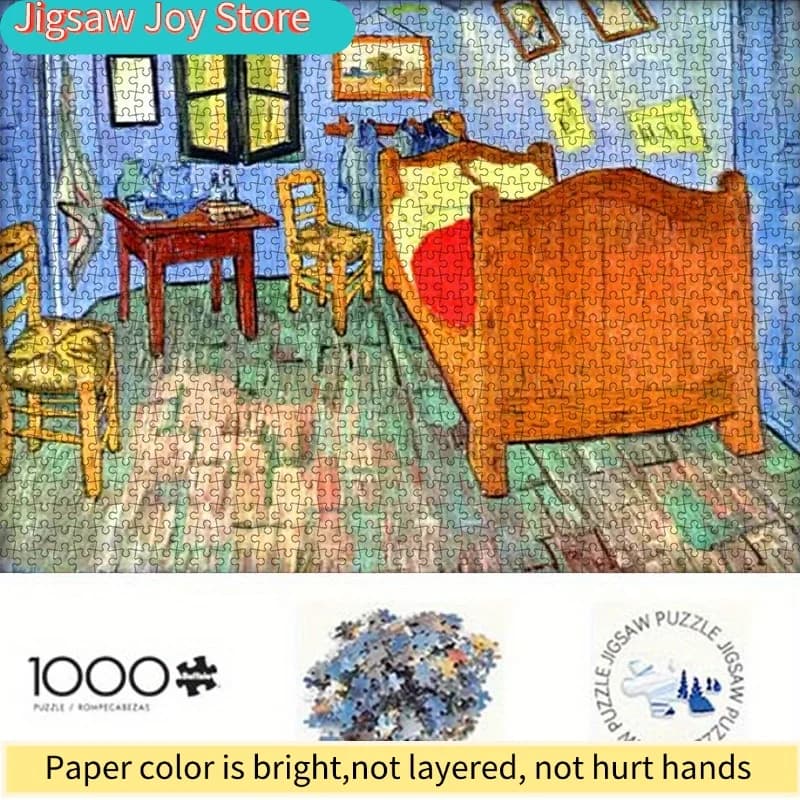 Puzzle del Capolavoro 'Camera da Letto' di Van Gogh - Cartone Bianco di Alta Qualità, Design Colorato e Artistico, Ideale per l'Interazione Familiare