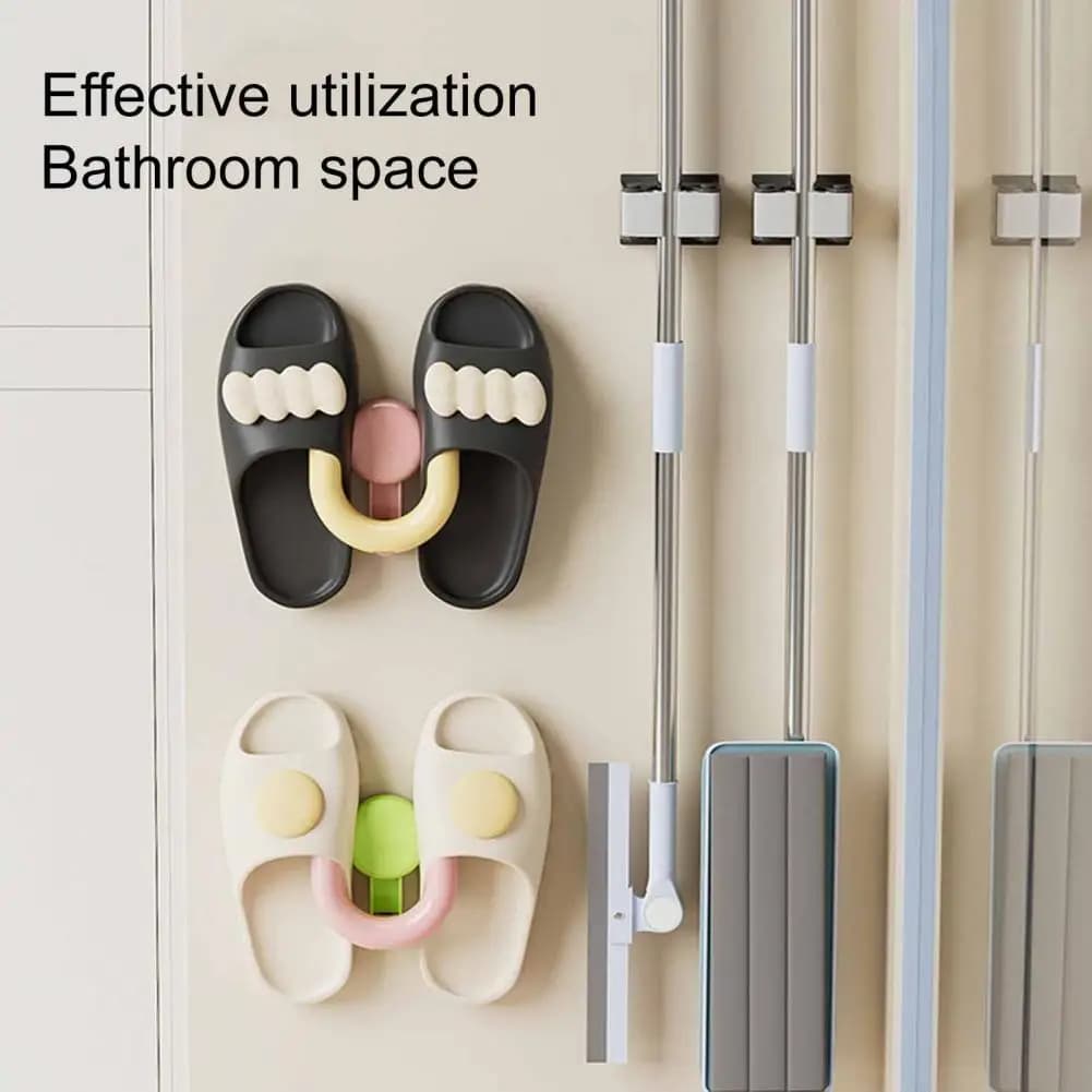 Wall Hook for Slippers Slipper Rack with Suction Cup U-shaped Holder for Bathroom Macaron Color Hanger 5kg Load Capacity