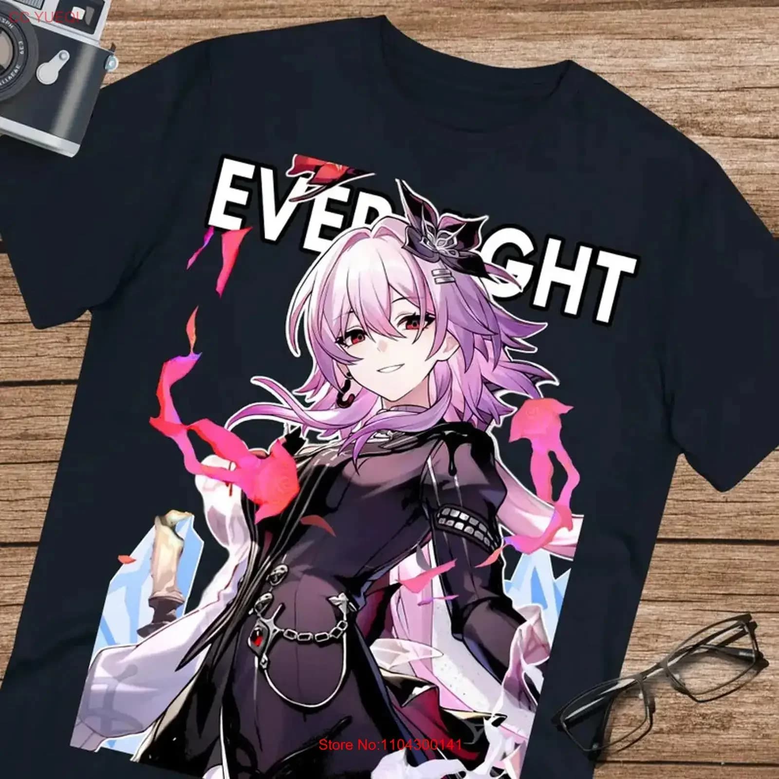 Maglietta Anime Evernight Honkai Star Rail Taglia S 5XL Nera vintage con grafica lavata Comoda maglietta unisex per l'uso quotidiano