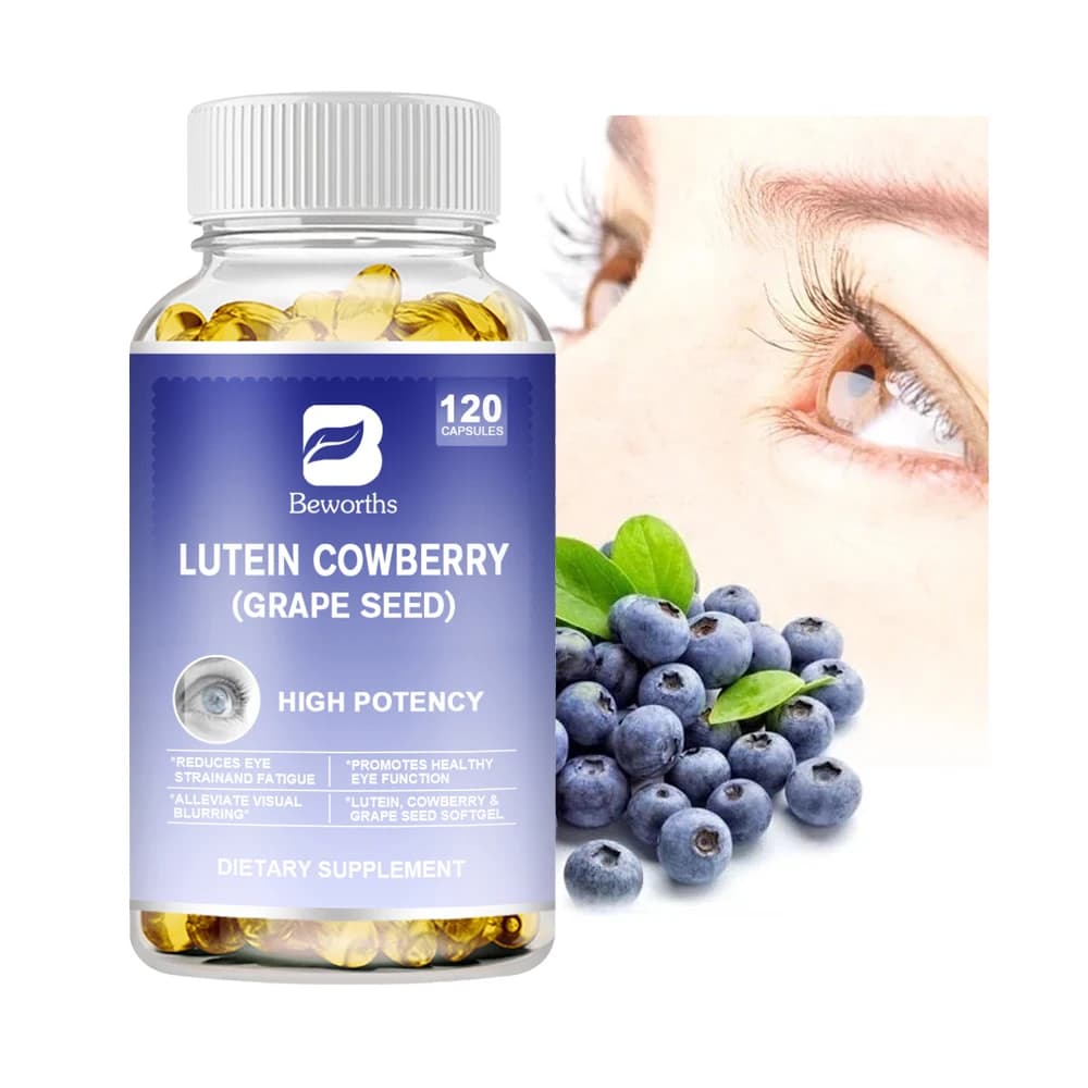 BEWORTHS Vitamin supplement for eyes with lutein for eye health and dry eyes with blueberries, zinc, vitamin C/E and zeaxanthin, support for the health of sight