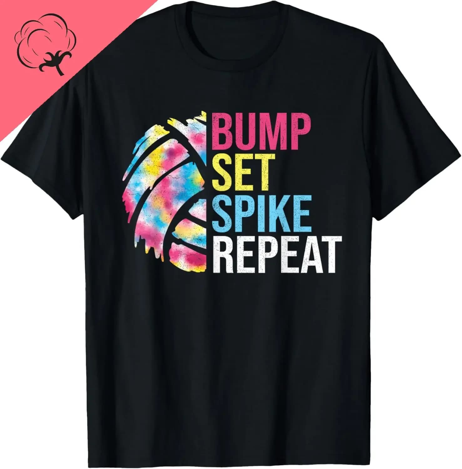 Maglietta da Pallavolo con Stampa 'Bump Set Spike Repeat' per Ragazze, Adolescenti e Donne, T-Shirt in Cotone con Design Originale, Idea Regalo