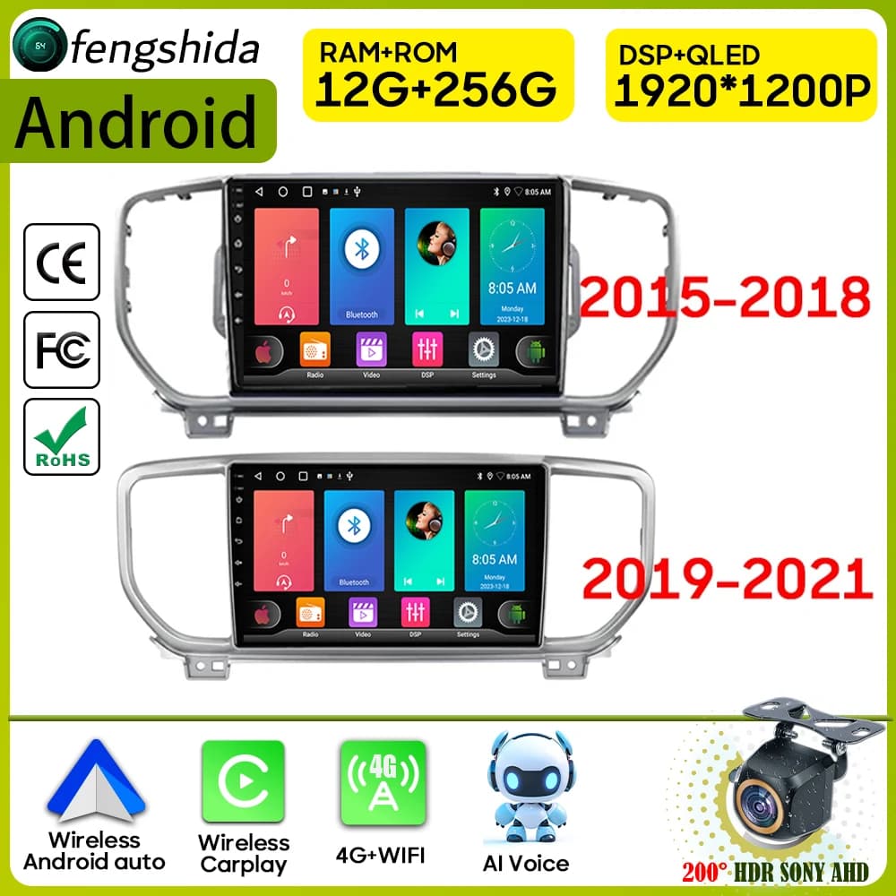 Car Radio Carplay For Kia Sportage 4 QL KX5 2016-2023 Navigation GPS Android Auto Stereo Multimedia Player 5G Wifi Video No 2din