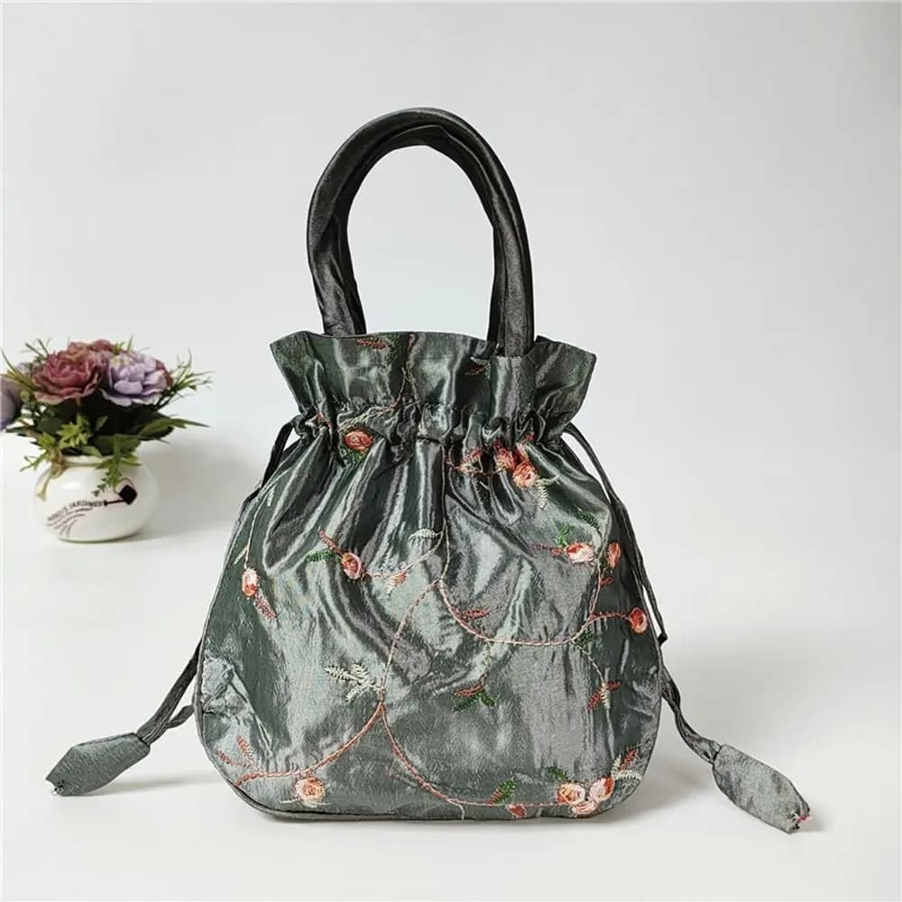 Ethnic Style Embroidery Casual Money Bags Women Flower Handbags Small Storage Bags Hanfu Drawstrings Bags Jewerly Packing Bag