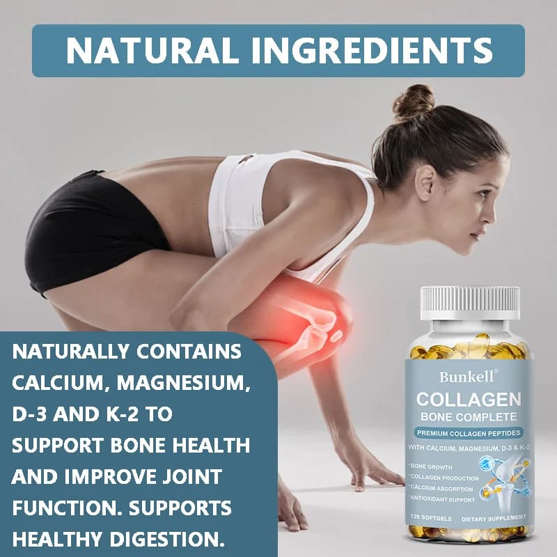 Capsules by Collagene Marino 300mg with Calcium, Magnesium and Vitamin K2 - Support for Skin, Hair, Nails and Articulations, Anti-Aging, 120 Capsules