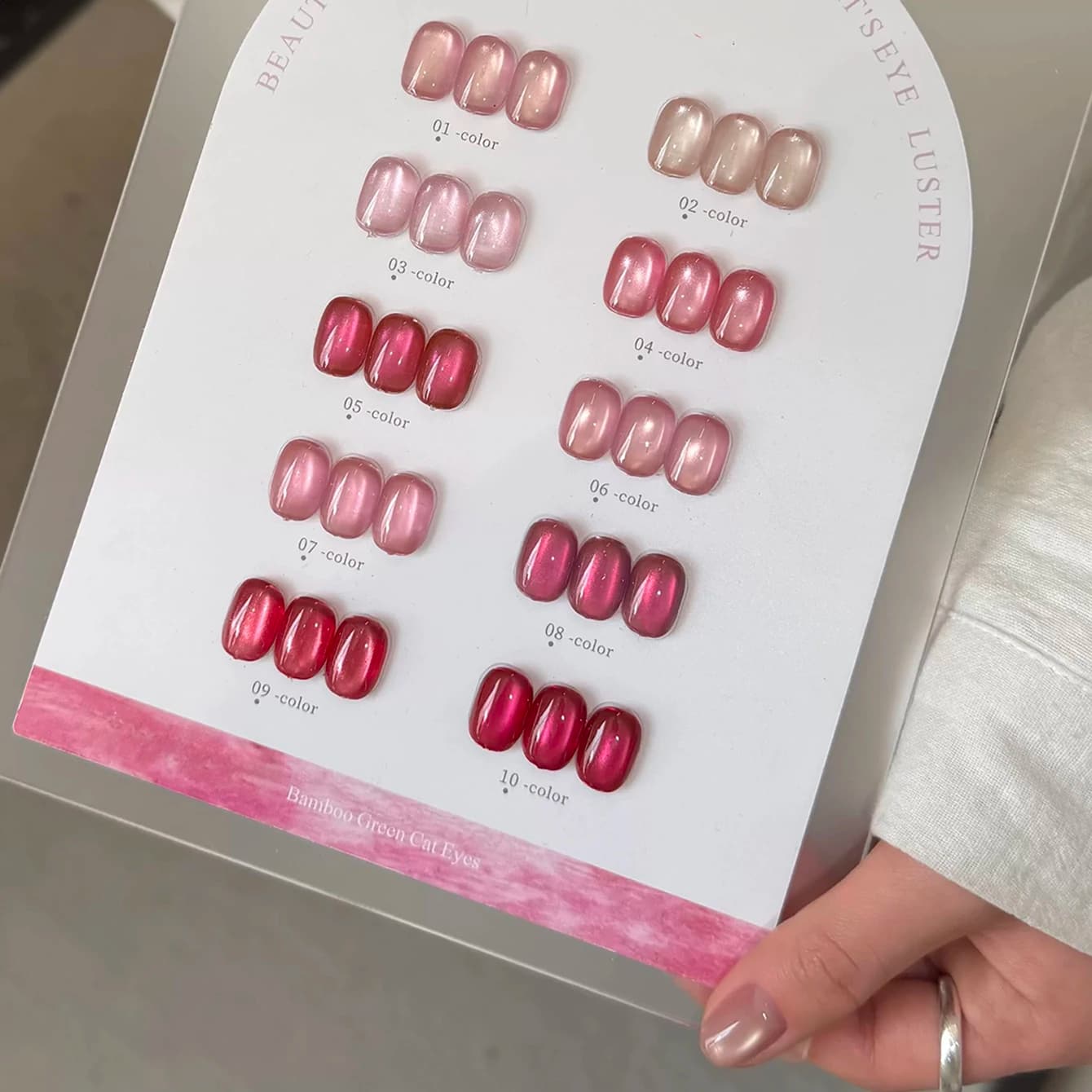 1-10 pz. Smalto Gel Occhio di Gatto Rosa Oro Morbido e Luminoso PSK, Nuovo Glitter Rosa Pesca Dolce Effetto Perla di Vetro, Popolare per Nail Art