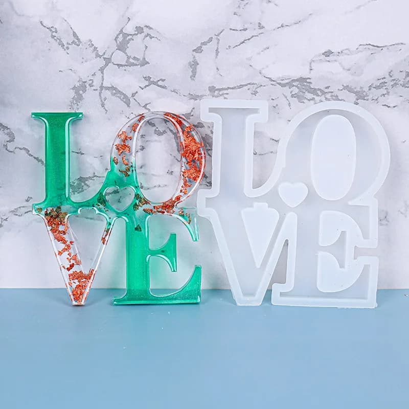 Resin silicone mold, heart-shaped LOVE combined letter silicone mold, resin handmade mold for home atmosphere