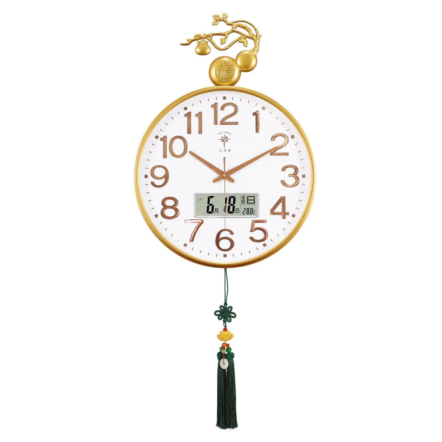 Orologio da parete Polaris, soggiorno, nuovo orologio calendario di lusso leggero in stile cinese per la casa, senza foratura