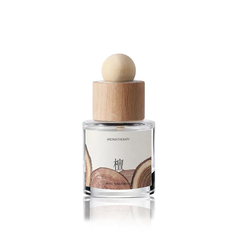 Diffusore per aromaterapia con note in legno con base di supporto - Purificatore d'aria automatico profumato in legno di sandalo per interni auto, decorazioni per ufficio