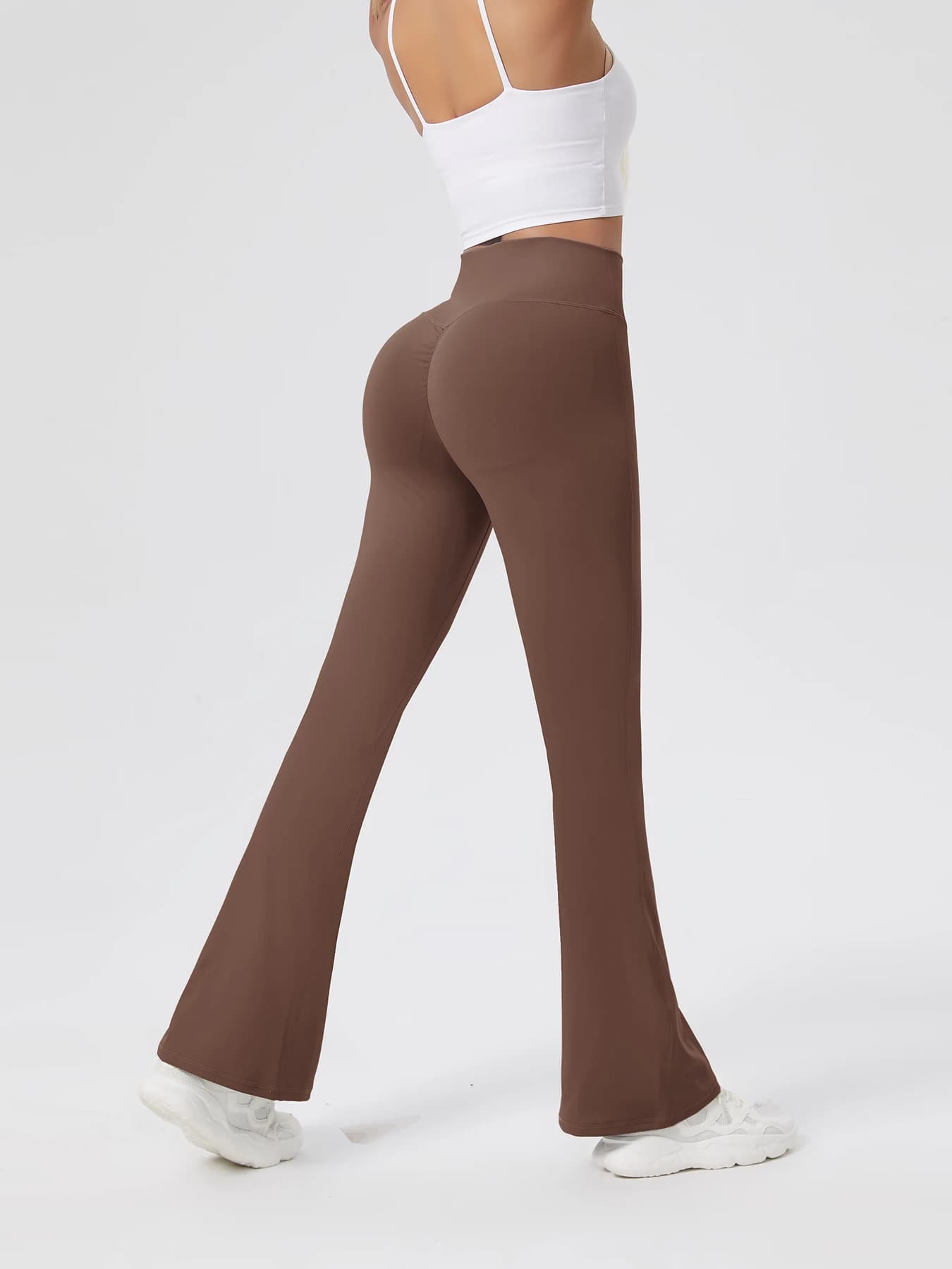 Vendita calda Scrunch Butt Sport Fitness Collant Tinta unita Pantaloni da yoga Leggings per donna Pantaloni da allenamento svasati