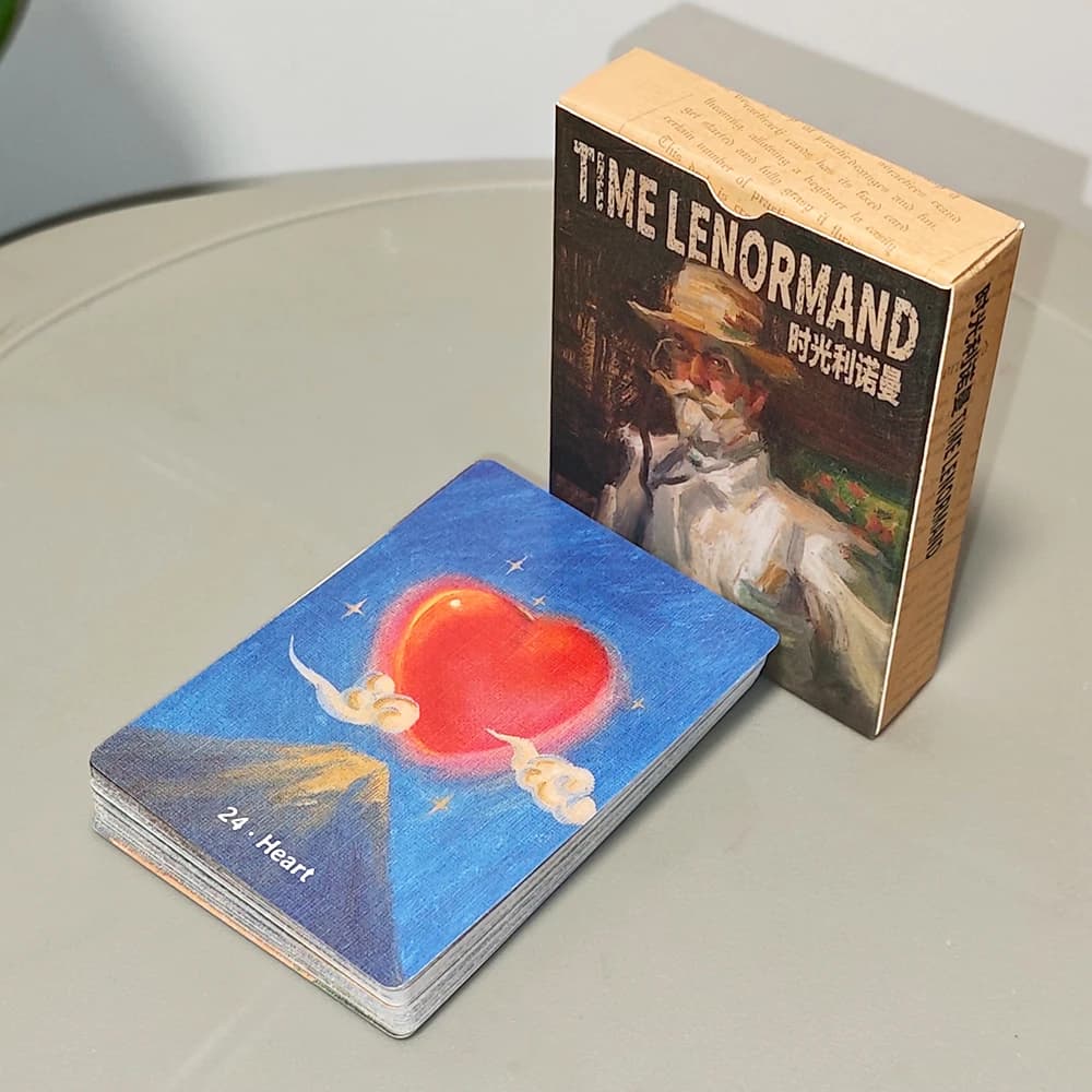 Mazzo di Carte Oracolo Lenormand Time, 38 Carte in Stile Pittura a Olio con Carte Extra Uomo/Donna Stampate su Cartoncino a Doppio Rilievo 9x6cm