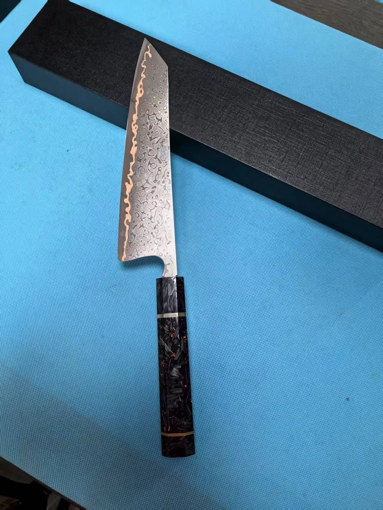 Kiritsuke knife 8.3 inch 67 layers Tricolor Copper Damaso Steel Blade Carbon Fiber Mannaia chef slicing Kitchen knives