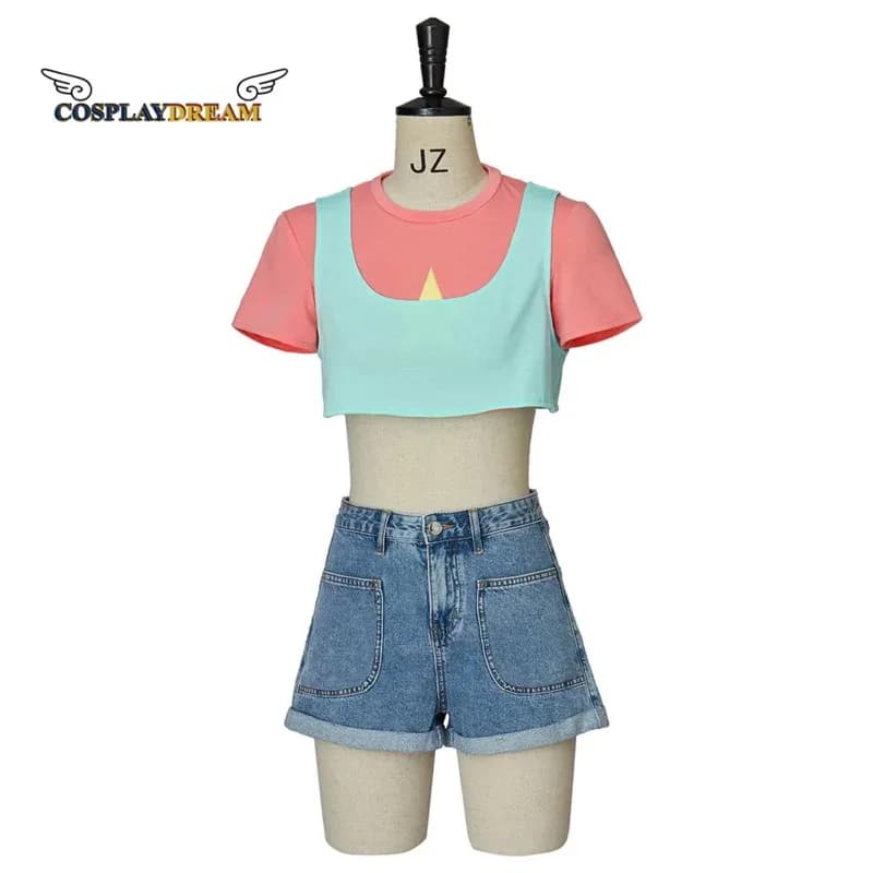 Steven Universe Stevonnie Cosplay Donna Crop Top Canotta Uniforme T-shirt estiva Costume di Halloween (solo top e gilet) v;6, a'3.k;8,