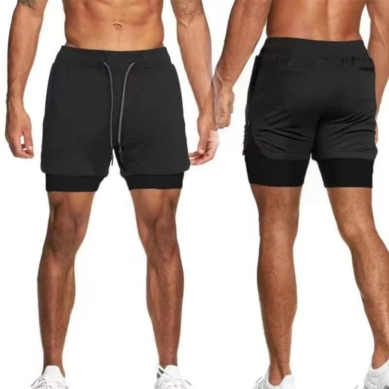 Men's Two-in-one Sports Shorts Breathable Casual Quick-drying Double-layer Shorts Summer Running Sportswear Bottoms S-5XL