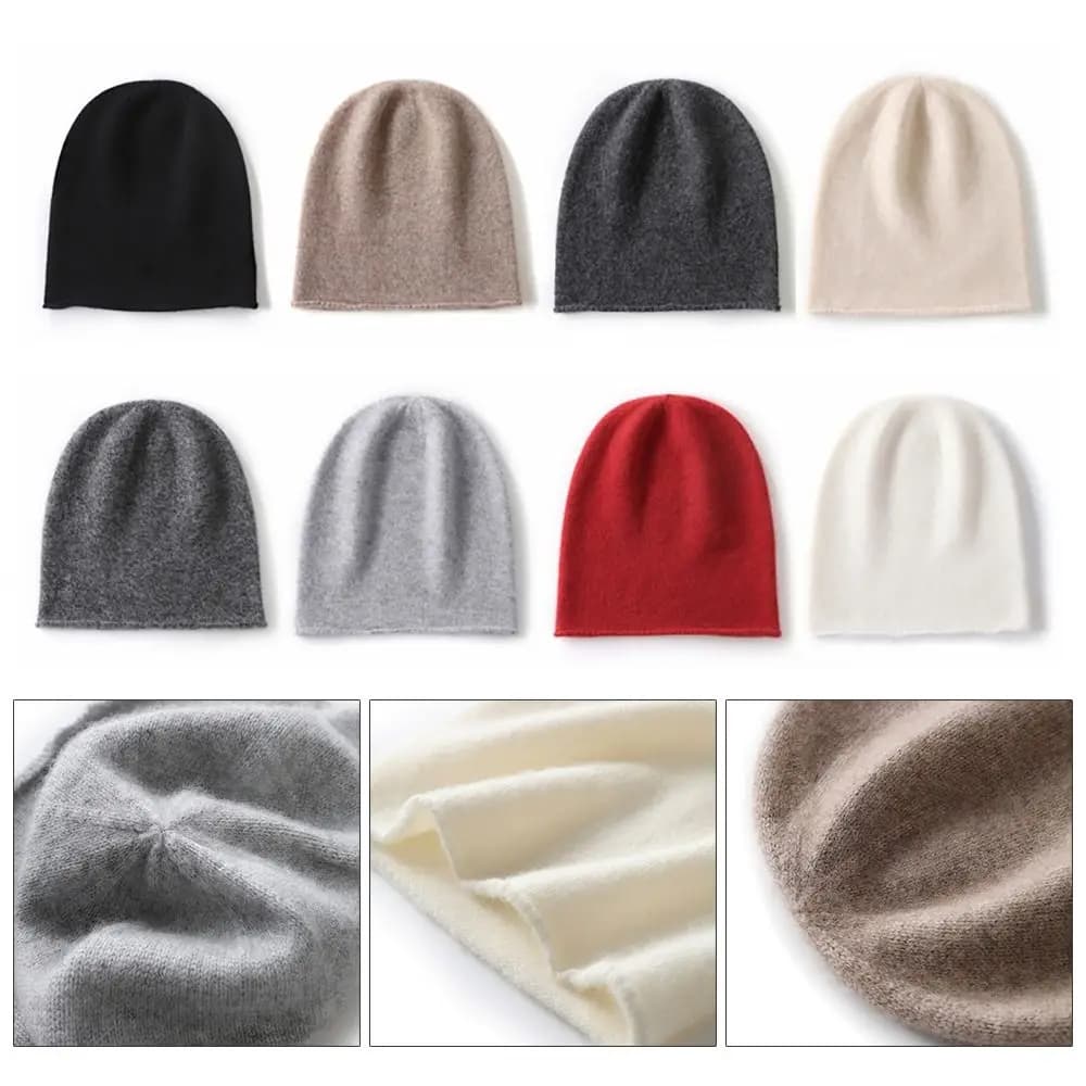Fashionable cashmere and cashmere knitted hat Cuff in solid color with rolled edge Winter cap unisex