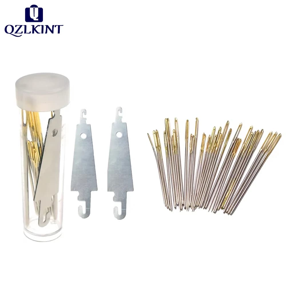 30pcs 3.4cm 3.7cm 4.1cm Hand Sewing Needles Gold Eye Embroidery Cross Stitch Needles With Threaders Home DIY Sewing Accessories