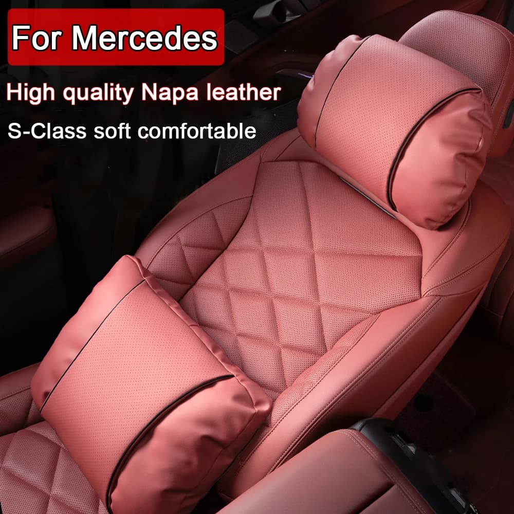 Poggiatesta per auto Supporto per il collo Cuscino per il collo Cuscino lombare per sedile in pelle nappa per Mercedes Benz AMG ABCES Classe W204 W205 W212 W213