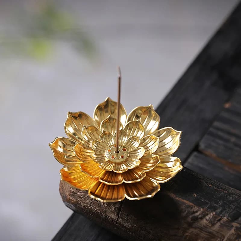 Bruciatore d'Incenso Antico in Bronzo a Forma di Loto, Multi-Foro, per Decorazione Casa e Meditazione Zen