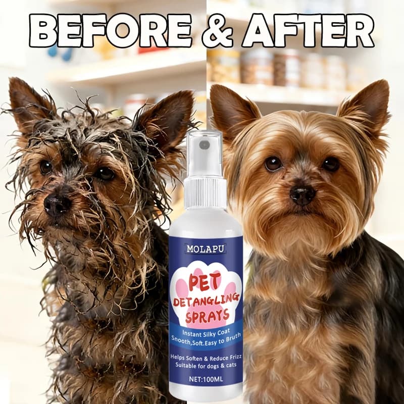 Spray Lisciante Istantaneo per Cani e Gatti - Contro Crespo e Nodi, Formula Senza Risciacquo, Districa Facilmente, Progettato per Pelo Lungo/Corto, Spray per Toelettatura Quotidiana