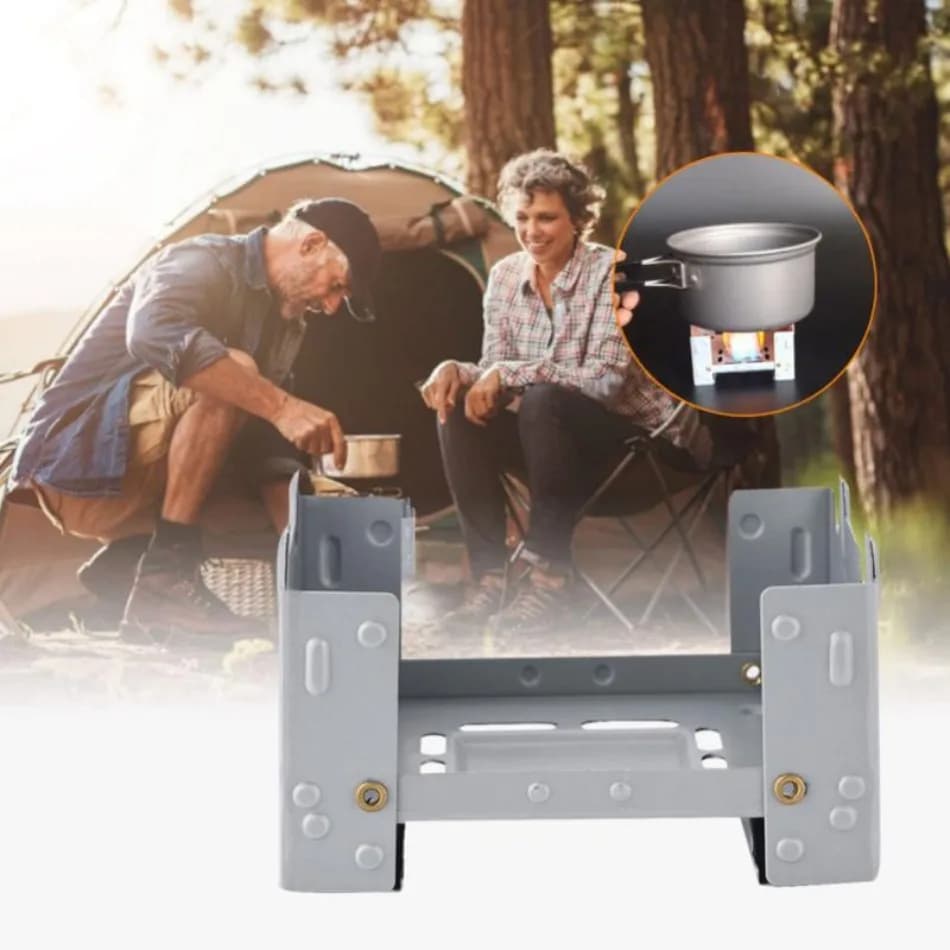 Solid Fuel Tablet Pocket Stove Foldable Pocket Brush for Backpack Portable Outdoor Travel Ring Ultralight Alcohol Camping Grill