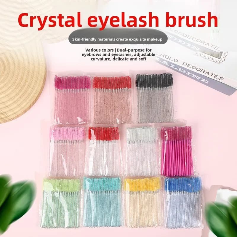 50 Pieces Crystal Eyelash Brushes, Professional Pencils for Extension Eyelashes, Mascara Baquettes, Beauty Tools for Makeup Eyes