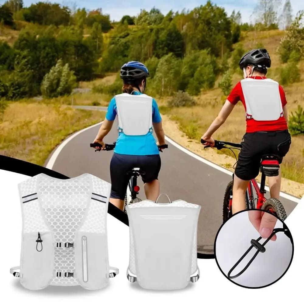 Reflective Reflective Running Vest Pack 2L Breathable Water Chest Pack Adjustable with 500ml Bottle Running Hydration Vest Bag
