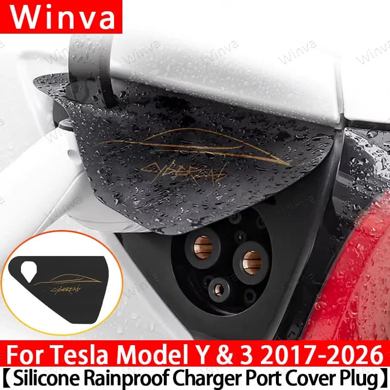 Copertura per Porta Caricabatterie Auto per Tesla Model 3 Y Highland Juniper, Protezione Antipioggia per Esterni, Coperture Antipolvere in Silicone, Accessori
