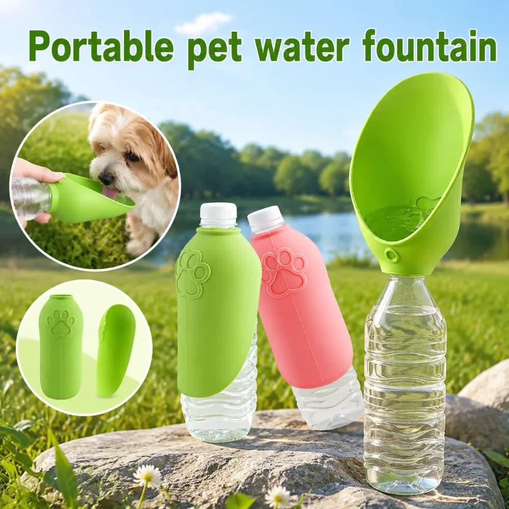 Silicone Dog Outdoor Water Bowl Portable Folding Design Pet Water Bottle Food Grade Durable Dog Water Cup Sleeve Pet Supplies