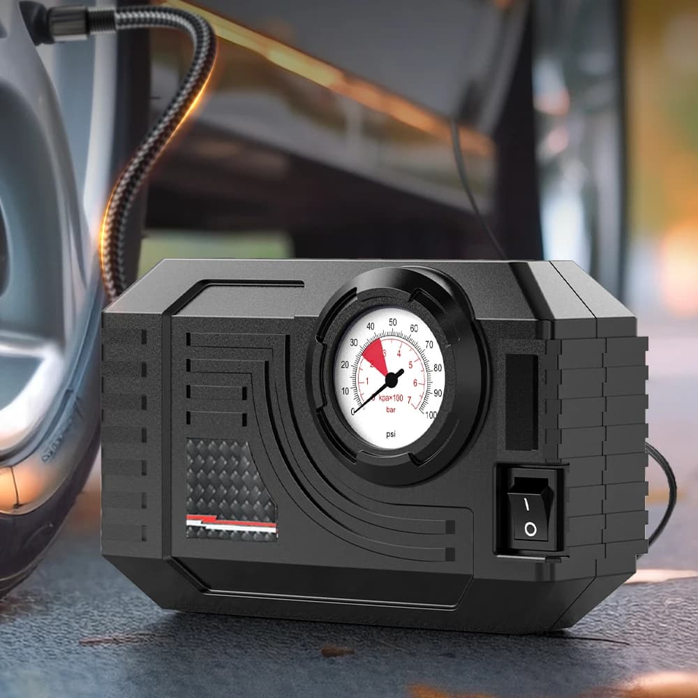 CARSUN Mini Compressore d'Aria Elettrico 20L/Min - Gonfiatore Portatile per Pneumatici di Auto, Moto e Biciclette