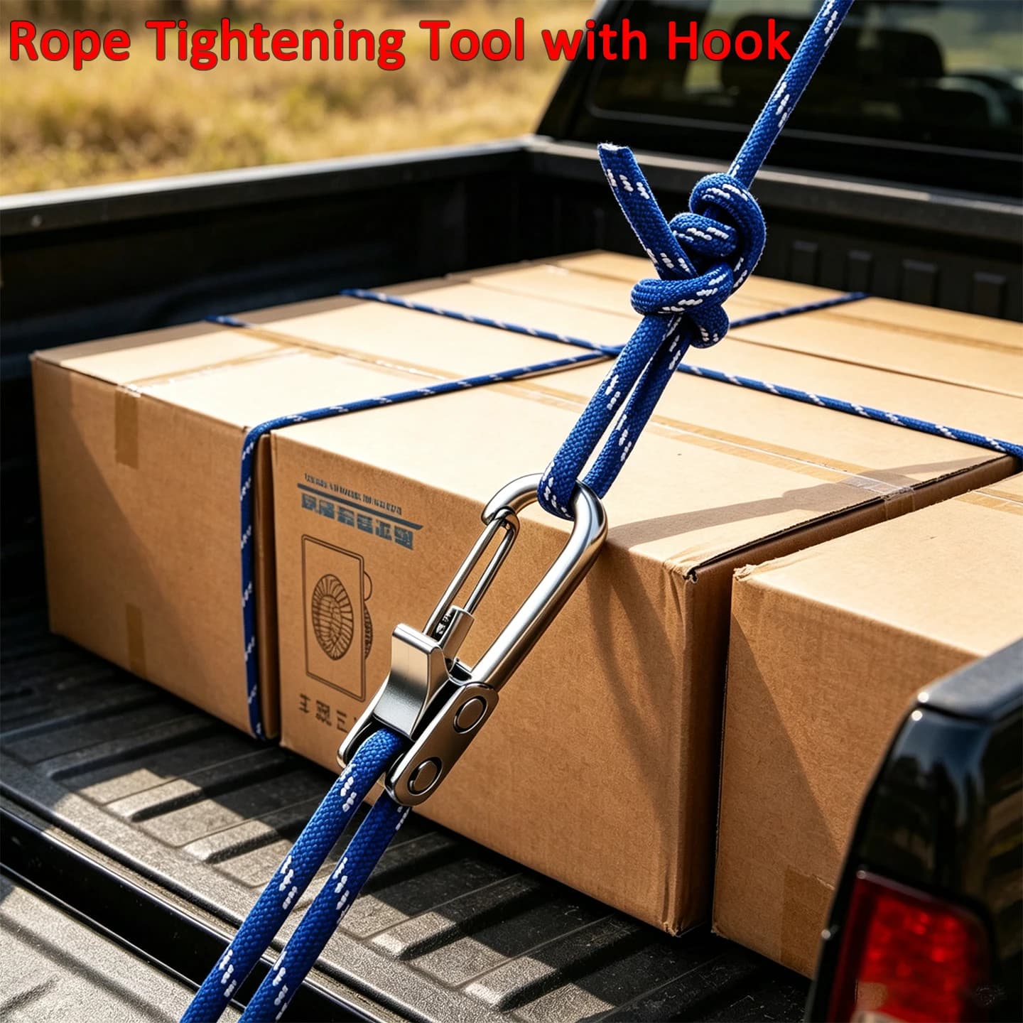 Rope Tightening Tool with Hook Tensioner Retractable Tie Down Rope Self Locking for Camping Tent Hammock Moving Secure Fastener