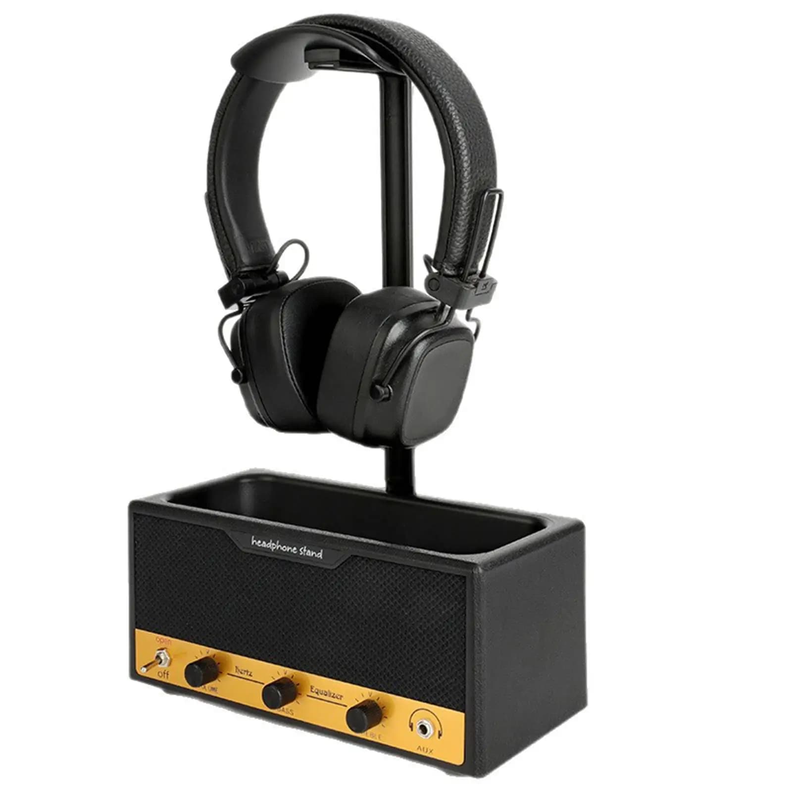 Headphone Stand with Storage Base Metal Earphone Holder Organizer Universal Desktop Bracket for Office Home Studio