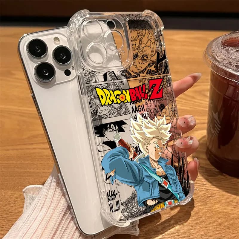 Cover Morbida Anti-caduta Trasparente Dragon Ball Z Trunks per iPhone 17 16 14 15 11 12 13 Pro Max 16E 15 16 Plus 17 Air