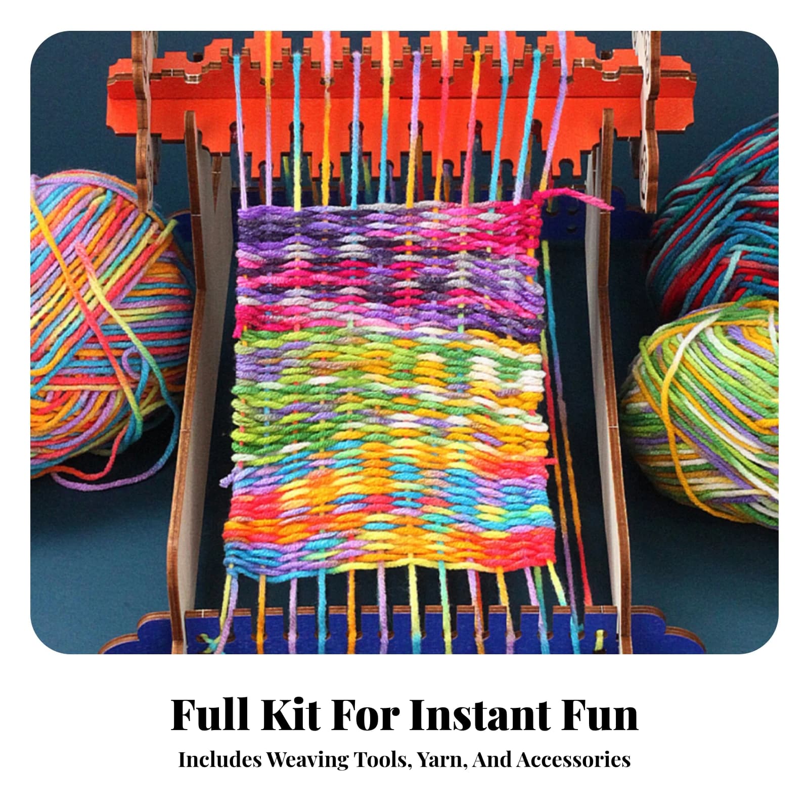 Screenunplugged Small Woven Craft Kit Hand-Crank Loom Kit Tabletop Weaving Frame Slotted