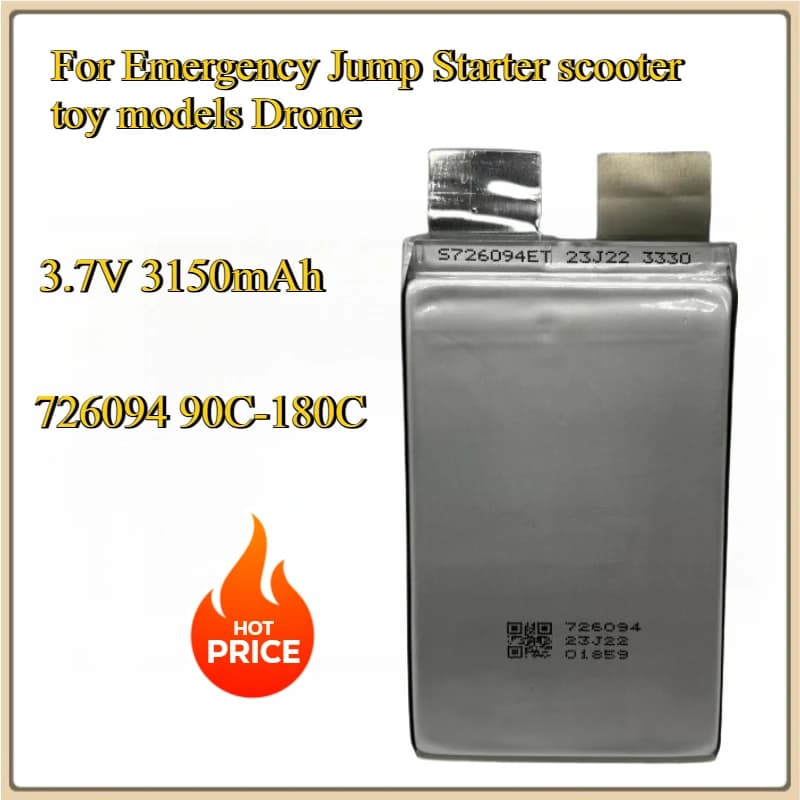 Nuovo 726094 90C-180C 3.7V 3150mAh Batteria di Alimentazione Per Emergenza Jump Starter scooter modelli giocattolo Drone