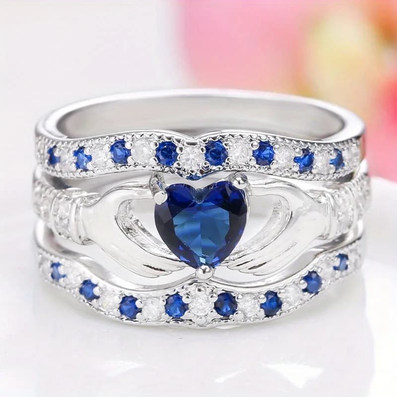 3Pcs Women's Stackable Rings Synthetic Zircon Wedding Jewelry Set Elegant Classic Design Anniversary Gift
