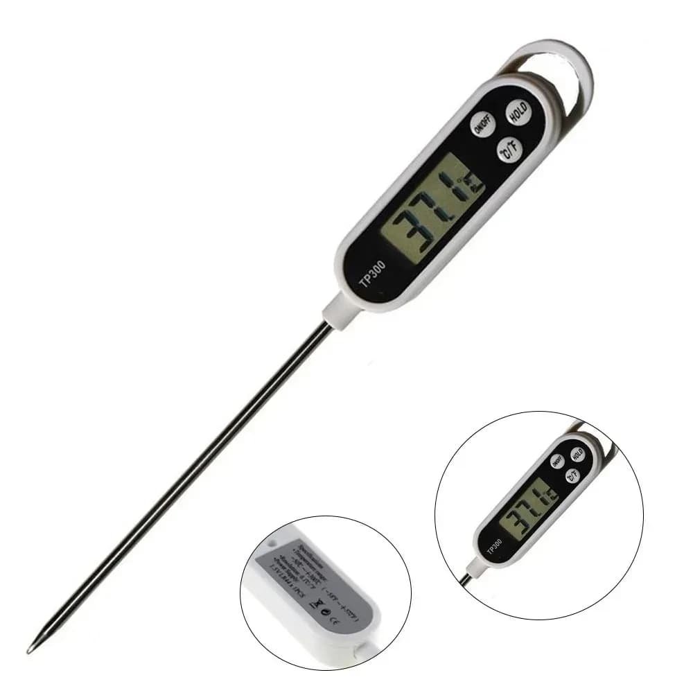 Termometro Digitale da Cucina con Sonda in Acciaio Inox per Alimenti, Barbecue, Acqua, Latte, Olio, Carne Liquida, Utensili da Cucina