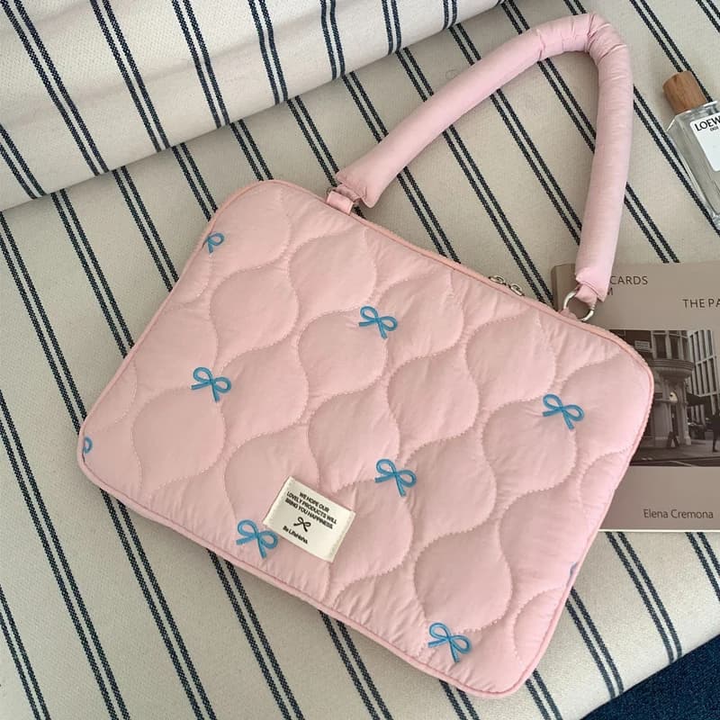 13-15.6 Inch Laptop Shoulder Bag - Large Capacity Bowknot Tablet Sleeve, Multifunctional Shockproof Handbag