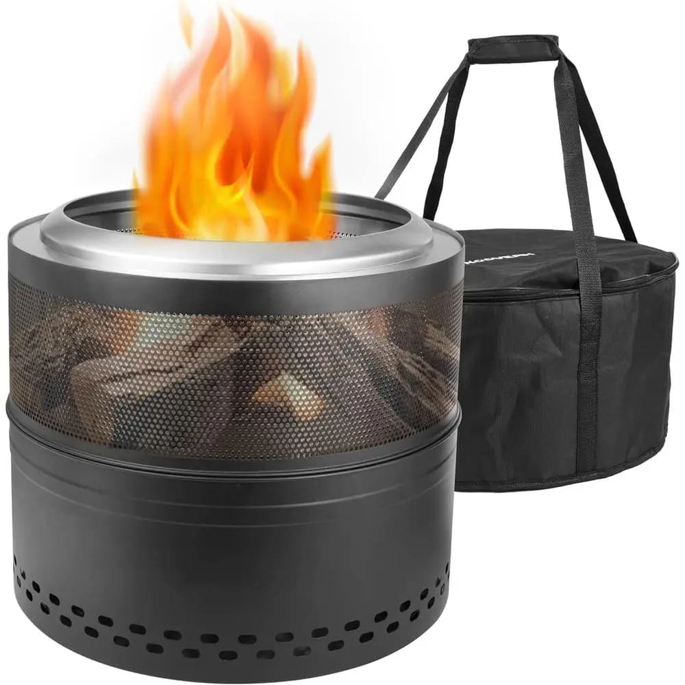 Outdoor armrests without smoke, 20 inch portable braziers for camping, smokeless fire for outdoors with carrying bag, wood stove