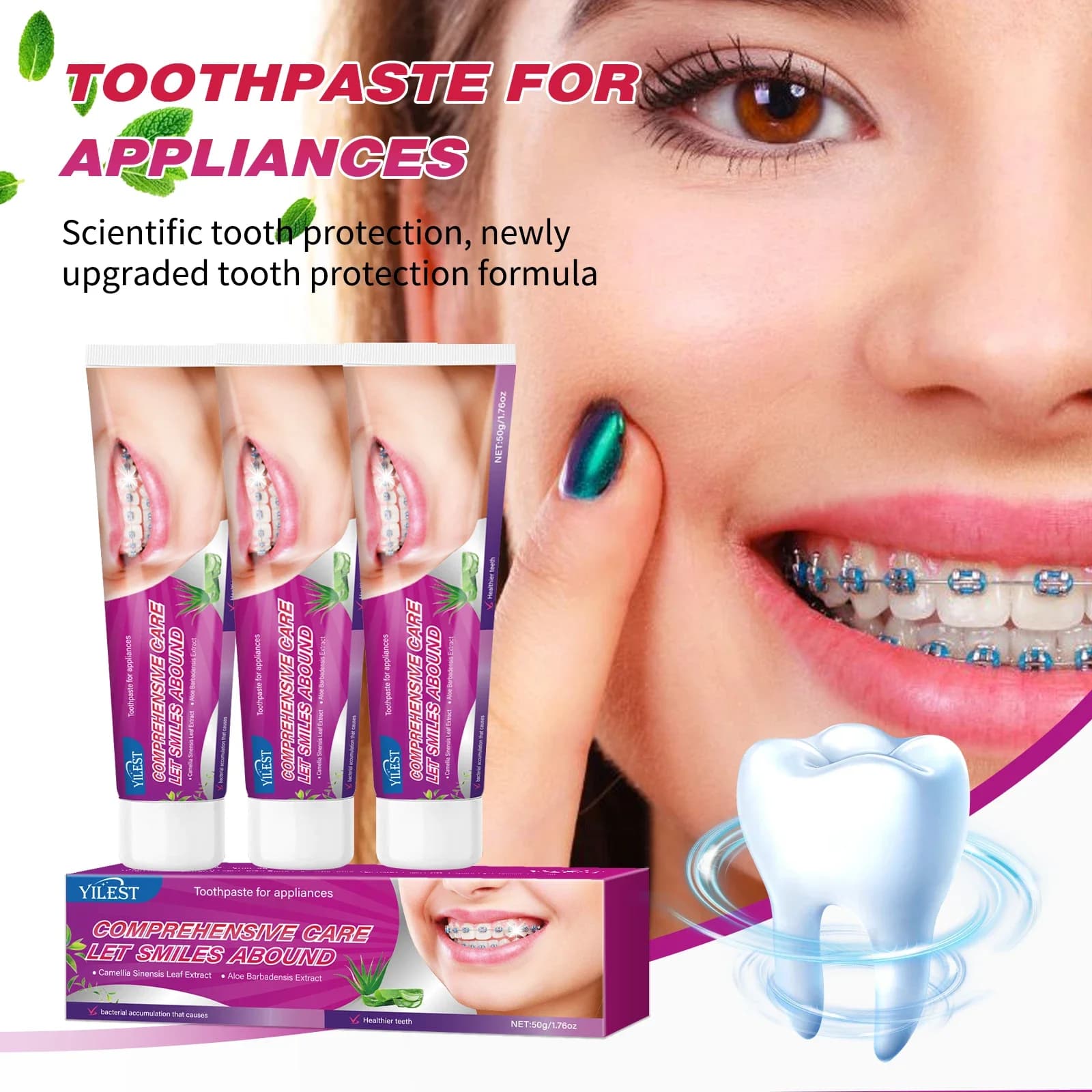 50g White toothpaste help bad breath Macchie remove reduces Dentifricio plate for oral hygiene for women and men