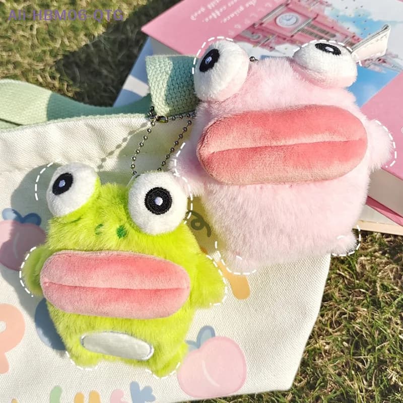 [New] Sausage Mouth Frog Key Chain Cartoon Plush Doll Pendant Couple Key Ring Backpack Charms Car Bag Decor Christmas Hot sale