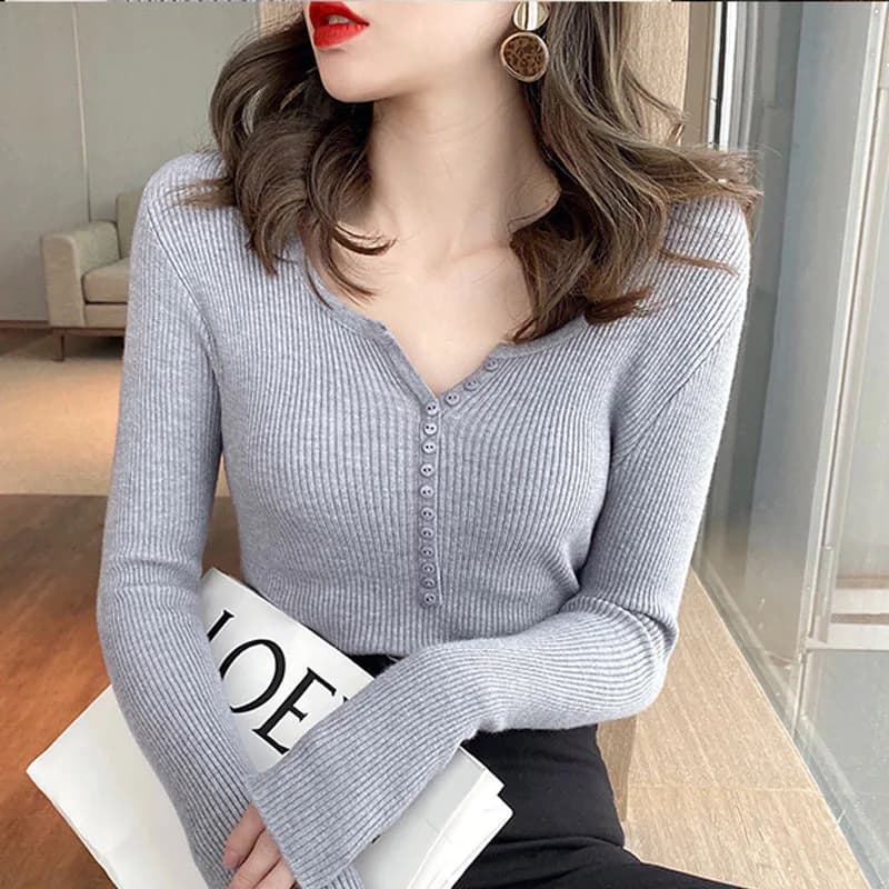 Maglione Lavorato a Maglia da Donna, Pullover Slim Nero con Collo Tondo, Nuovo Maglione a Maniche Lunghe, Top da Donna, Abbigliamento Femminile Q3212