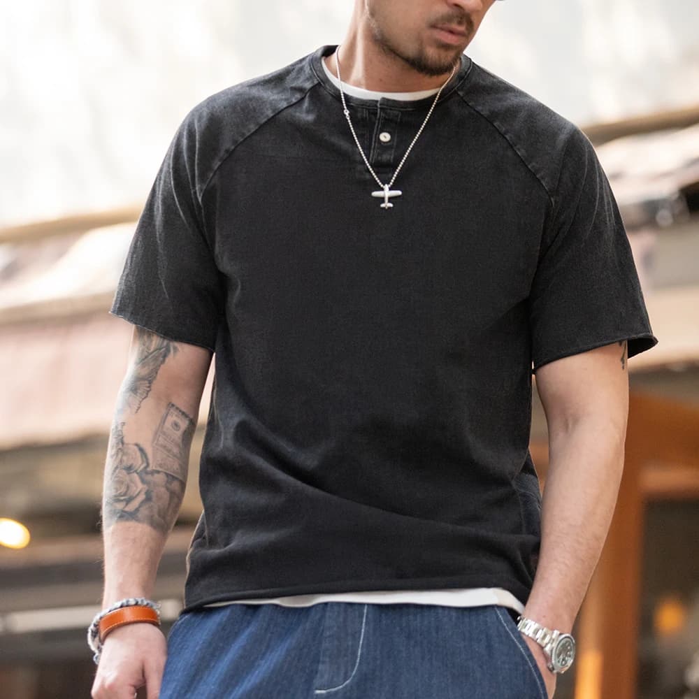 Maden magliette estive da uomo in cotone Casual Streetwear Tees Retro Do Old Tops T-shirt a maniche corte Slim elasticizzate leggere
