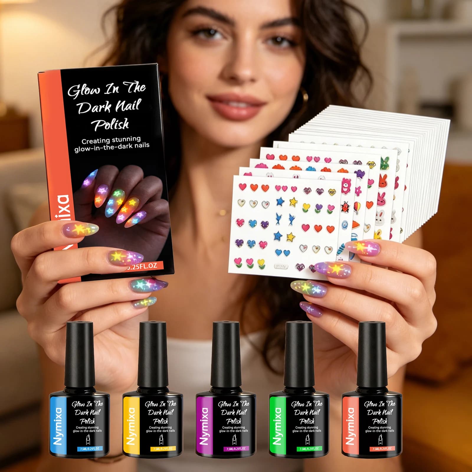 Smalto Fluorescente per Unghie, Gel Luminoso al Buio, Colorato per Manicure Fai-da-Te, Crea un'Atmosfera Festiva, Top Coat Neon Luminoso, Penne per Smalto