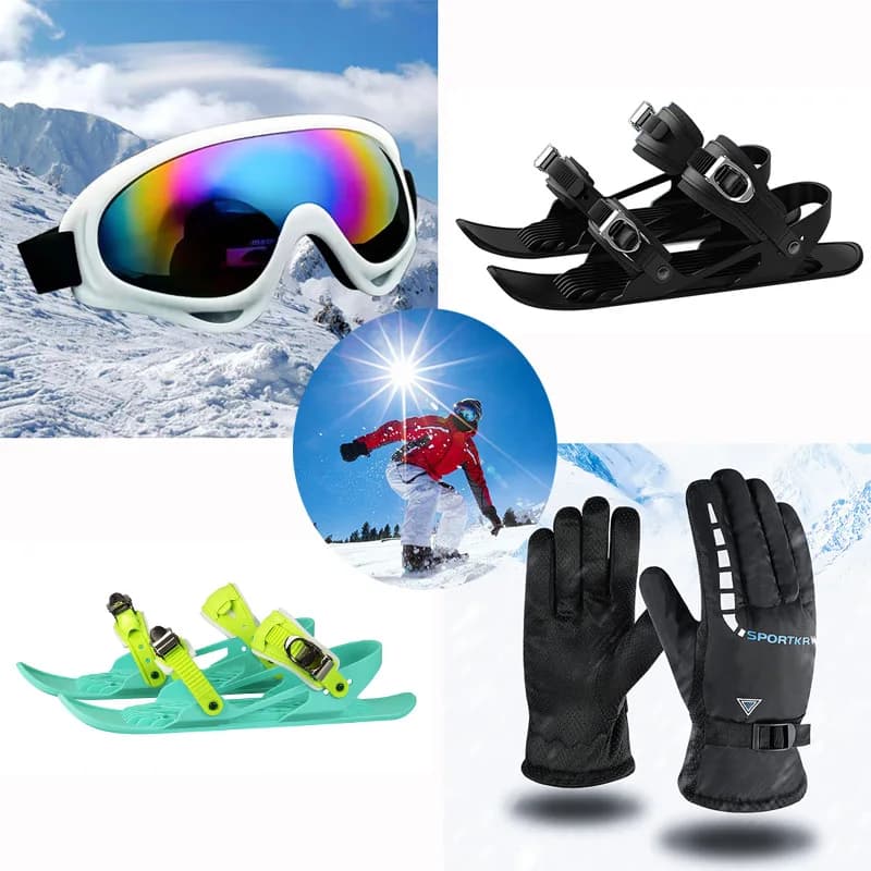 Mini scarponi da sci corti Snowboard Scarpe corte per adulti attivi Set di occhiali protettivi e guanti per snowboard per sport invernali all'aria aperta