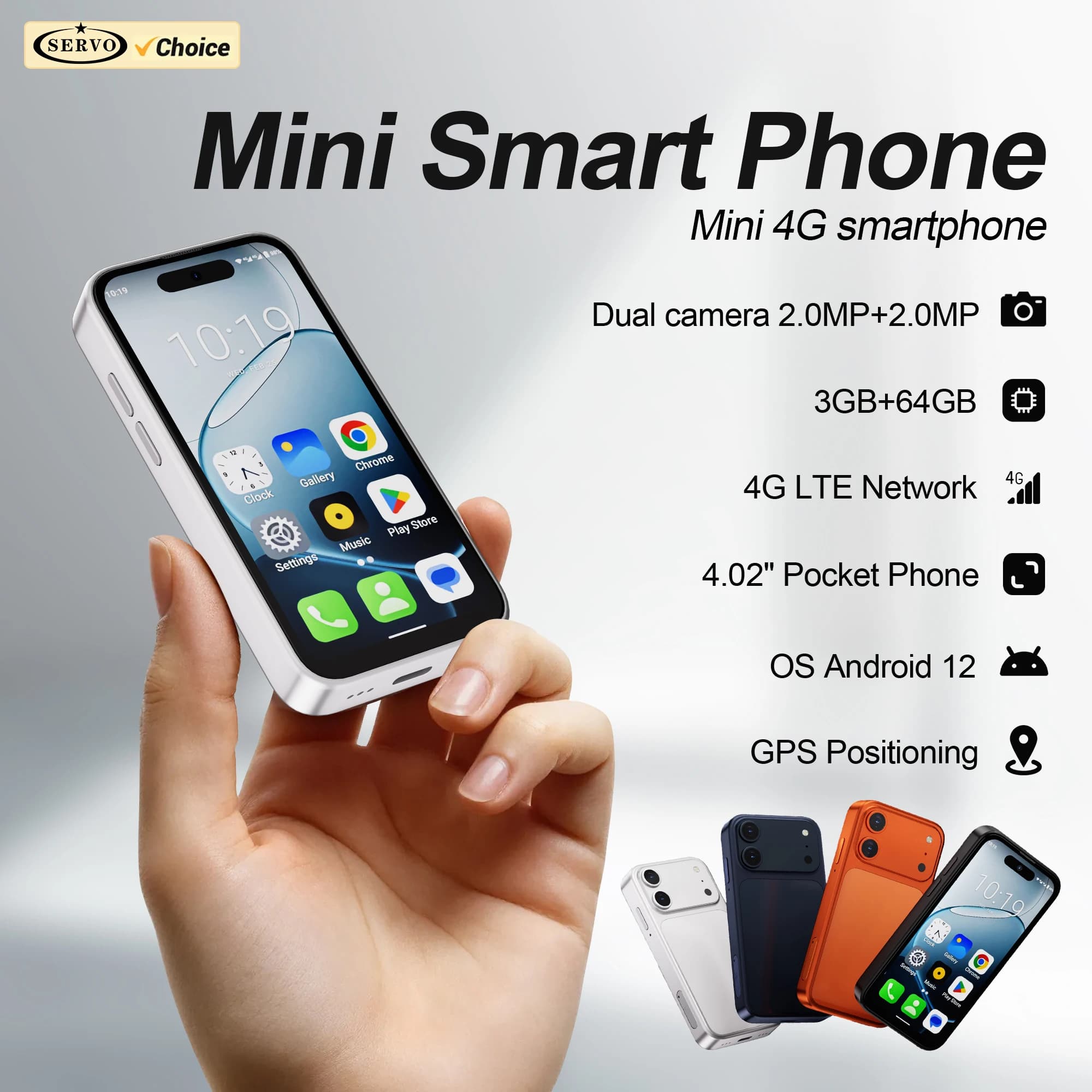 SERVO 17PRO MAX 2027 Mini Smartphone Android12.0 OS 3GB+64GB 4G LTE WiFi Dual SIM 4.02" Screen Small Phone